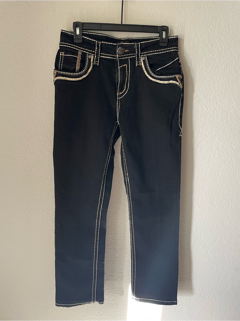 Montero Black Jeans with Contrast Tan & White Topstitching 30/30 men’s